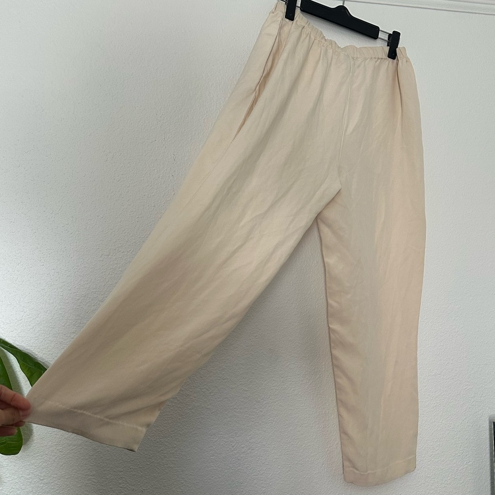Vintage Mel & Lisa Cream 100% Silk Pants Trousers Medium ivory - Picture 2 of 4